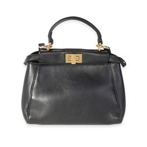 Fendi Black Nappa Leather Iconic Mini Peekaboo Bag